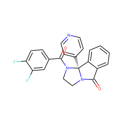 O=C(c1ccc(F)c(F)c1)N1CCN2C(=O)c3ccccc3[C@]12c1ccncc1 ZINC000299821677