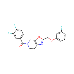 O=C(c1ccc(F)c(F)c1)N1CCc2nc(COc3cccc(F)c3)oc2C1 ZINC000113224899