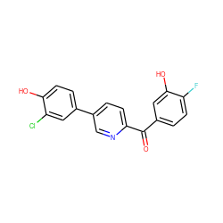 O=C(c1ccc(F)c(O)c1)c1ccc(-c2ccc(O)c(Cl)c2)cn1 ZINC000082148951