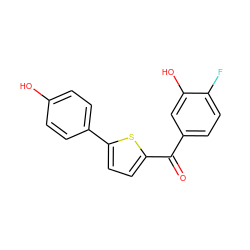 O=C(c1ccc(F)c(O)c1)c1ccc(-c2ccc(O)cc2)s1 ZINC000064448482