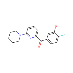 O=C(c1ccc(F)c(O)c1)c1cccc(N2CCCCC2)n1 ZINC001772593875