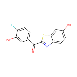 O=C(c1ccc(F)c(O)c1)c1nc2ccc(O)cc2s1 ZINC000095556652