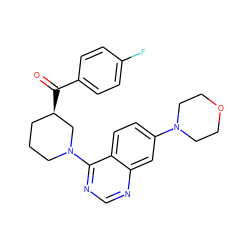 O=C(c1ccc(F)cc1)[C@@H]1CCCN(c2ncnc3cc(N4CCOCC4)ccc23)C1 ZINC000205124283