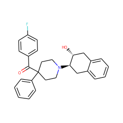 O=C(c1ccc(F)cc1)C1(c2ccccc2)CCN([C@@H]2Cc3ccccc3C[C@H]2O)CC1 ZINC000049068883