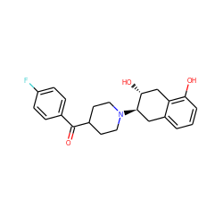 O=C(c1ccc(F)cc1)C1CCN([C@@H]2Cc3cccc(O)c3C[C@H]2O)CC1 ZINC000473083744