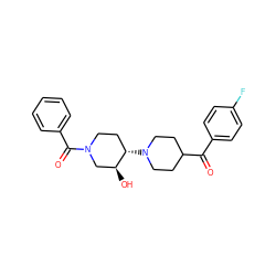 O=C(c1ccc(F)cc1)C1CCN([C@H]2CCN(C(=O)c3ccccc3)C[C@@H]2O)CC1 ZINC000072182614