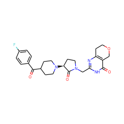 O=C(c1ccc(F)cc1)C1CCN([C@H]2CCN(Cc3nc4c(c(=O)[nH]3)COCC4)C2=O)CC1 ZINC000207771504