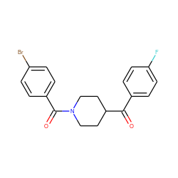 O=C(c1ccc(F)cc1)C1CCN(C(=O)c2ccc(Br)cc2)CC1 ZINC000049808629