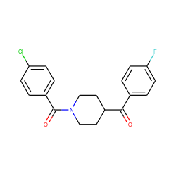 O=C(c1ccc(F)cc1)C1CCN(C(=O)c2ccc(Cl)cc2)CC1 ZINC000001336325