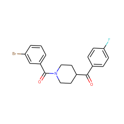 O=C(c1ccc(F)cc1)C1CCN(C(=O)c2cccc(Br)c2)CC1 ZINC000049803045