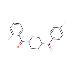 O=C(c1ccc(F)cc1)C1CCN(C(=O)c2ccccc2F)CC1 ZINC000001336315