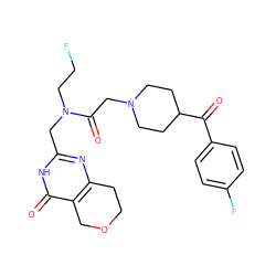 O=C(c1ccc(F)cc1)C1CCN(CC(=O)N(CCF)Cc2nc3c(c(=O)[nH]2)COCC3)CC1 ZINC000205694364