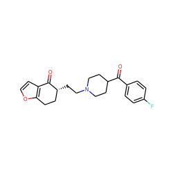 O=C(c1ccc(F)cc1)C1CCN(CC[C@@H]2CCc3occc3C2=O)CC1 ZINC000013471711