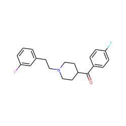 O=C(c1ccc(F)cc1)C1CCN(CCc2cccc(I)c2)CC1 ZINC000013473853