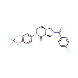 O=C(c1ccc(F)cc1)N1C[C@H]2C(=O)N(c3ccc(OC(F)(F)F)cc3)CC[C@H]2C1 ZINC000096169499