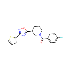 O=C(c1ccc(F)cc1)N1CCC[C@H](c2nc(-c3cccs3)no2)C1 ZINC000001364533