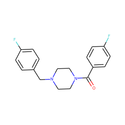 O=C(c1ccc(F)cc1)N1CCN(Cc2ccc(F)cc2)CC1 ZINC000020806896