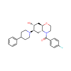 O=C(c1ccc(F)cc1)N1CCO[C@@H]2C[C@@H](O)[C@H](N3CCC(c4ccccc4)CC3)C[C@H]21 ZINC000073312858