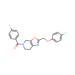 O=C(c1ccc(F)cc1)N1CCc2nc(COc3ccc(F)cc3)oc2C1 ZINC000113228964