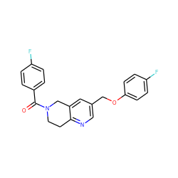 O=C(c1ccc(F)cc1)N1CCc2ncc(COc3ccc(F)cc3)cc2C1 ZINC000169326809