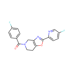 O=C(c1ccc(F)cc1)N1CCc2oc(-c3ccc(F)cn3)nc2C1 ZINC000209145505