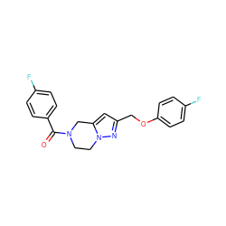 O=C(c1ccc(F)cc1)N1CCn2nc(COc3ccc(F)cc3)cc2C1 ZINC000168084150