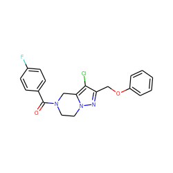 O=C(c1ccc(F)cc1)N1CCn2nc(COc3ccccc3)c(Cl)c2C1 ZINC000149594414