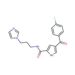 O=C(c1ccc(F)cc1)c1c[nH]c(C(=O)NCCCn2ccnc2)c1 ZINC000004024374