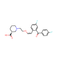 O=C(c1ccc(F)cc1)c1cc(F)ccc1/C=C\OCCN1CCC[C@H](C(=O)O)C1 ZINC000096923615