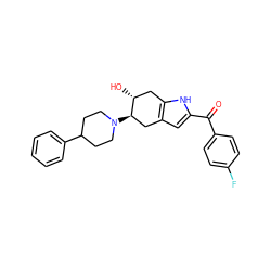 O=C(c1ccc(F)cc1)c1cc2c([nH]1)C[C@@H](O)[C@H](N1CCC(c3ccccc3)CC1)C2 ZINC000073297547