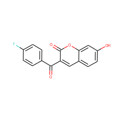 O=C(c1ccc(F)cc1)c1cc2ccc(O)cc2oc1=O ZINC000004937845