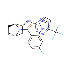 O=C(c1ccc(F)cc1-n1nccn1)N1[C@H]2CC[C@H]1[C@H](Nc1cnc(C(F)(F)F)cn1)C2 ZINC000221038159