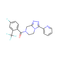 O=C(c1ccc(F)cc1C(F)(F)F)N1CCn2c(nnc2-c2ccccn2)C1 ZINC000095565176