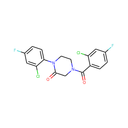 O=C(c1ccc(F)cc1Cl)N1CCN(c2ccc(F)cc2Cl)C(=O)C1 ZINC000059284341