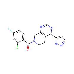 O=C(c1ccc(F)cc1Cl)N1CCc2c(ncnc2-c2ccn[nH]2)C1 ZINC000220589293