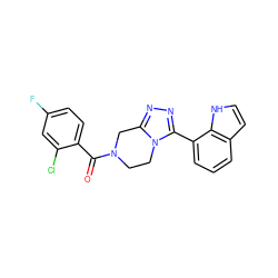 O=C(c1ccc(F)cc1Cl)N1CCn2c(nnc2-c2cccc3cc[nH]c23)C1 ZINC000095565461