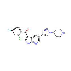 O=C(c1ccc(F)cc1Cl)c1c[nH]c2ncc(-c3cnn(C4CCNCC4)c3)cc12 ZINC000473083035