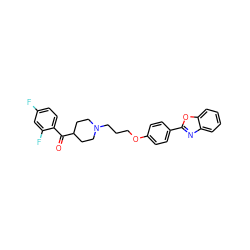 O=C(c1ccc(F)cc1F)C1CCN(CCCOc2ccc(-c3nc4ccccc4o3)cc2)CC1 ZINC000473154698