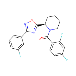 O=C(c1ccc(F)cc1F)N1CCCC[C@@H]1c1nc(-c2cccc(F)c2)no1 ZINC000071341457