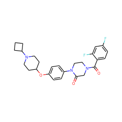 O=C(c1ccc(F)cc1F)N1CCN(c2ccc(OC3CCN(C4CCC4)CC3)cc2)C(=O)C1 ZINC000028870376