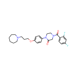 O=C(c1ccc(F)cc1F)N1CCN(c2ccc(OCCCN3CCCCCC3)cc2)C(=O)C1 ZINC000028870281