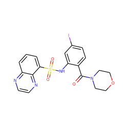 O=C(c1ccc(I)cc1NS(=O)(=O)c1cccc2nccnc12)N1CCOCC1 ZINC000043196286