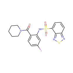 O=C(c1ccc(I)cc1NS(=O)(=O)c1cccc2nsnc12)N1CCCCC1 ZINC000006745507