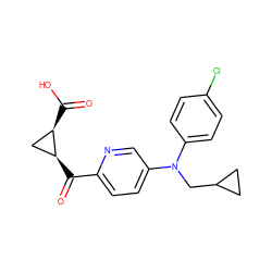 O=C(c1ccc(N(CC2CC2)c2ccc(Cl)cc2)cn1)[C@H]1C[C@H]1C(=O)O ZINC001772615238