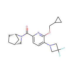 O=C(c1ccc(N2CC(F)(F)C2)c(OCC2CC2)n1)N1C[C@@H]2CC[C@H]1C2 ZINC001772656076