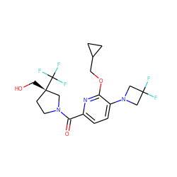 O=C(c1ccc(N2CC(F)(F)C2)c(OCC2CC2)n1)N1CC[C@](CO)(C(F)(F)F)C1 ZINC000146185060