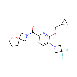 O=C(c1ccc(N2CC(F)(F)C2)c(OCC2CC2)n1)N1CC2(CCCO2)C1 ZINC000146148955