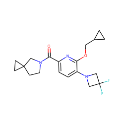 O=C(c1ccc(N2CC(F)(F)C2)c(OCC2CC2)n1)N1CCC2(CC2)C1 ZINC000146270411