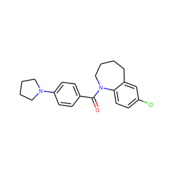 O=C(c1ccc(N2CCCC2)cc1)N1CCCCc2cc(Cl)ccc21 ZINC000013835103