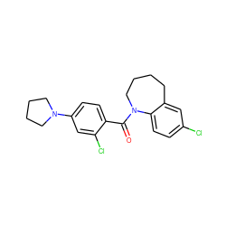 O=C(c1ccc(N2CCCC2)cc1Cl)N1CCCCc2cc(Cl)ccc21 ZINC000013835104